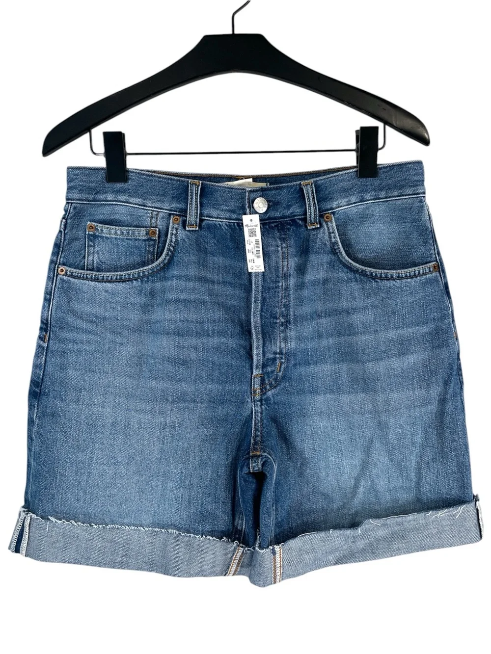 NWT Madewell Long Baggy Cuffed Jean Shorts in Mifflin Wash size 27